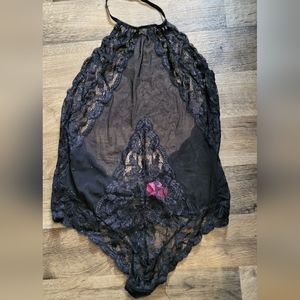 Black halter top bodysuit
